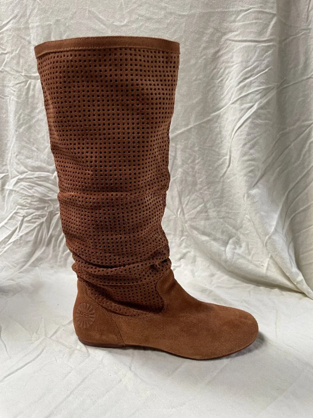 UGG Australia Brown Perforated Suede Slouchy Tall Boots Size 9